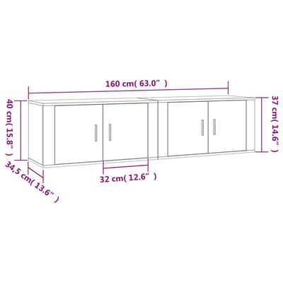 vidaXL Wall-mounted TV Cabinets 2 pcs White 80x34.5x40 cm