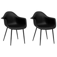 vidaXL Dining Chairs 2 pcs Black PP