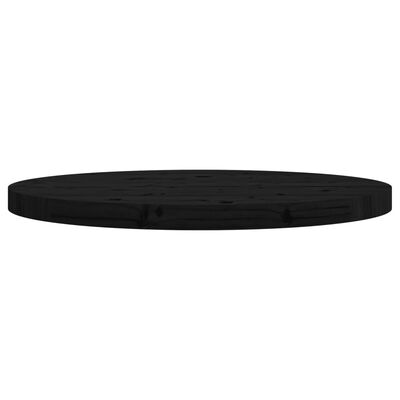 vidaXL Table Top Round Black Ø60x3 cm Solid Wood Pine