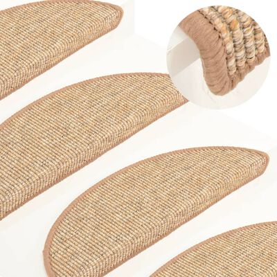 vidaXL Stair Mats Self-adhesive 15 pcs 56x17x3 cm Light Brown