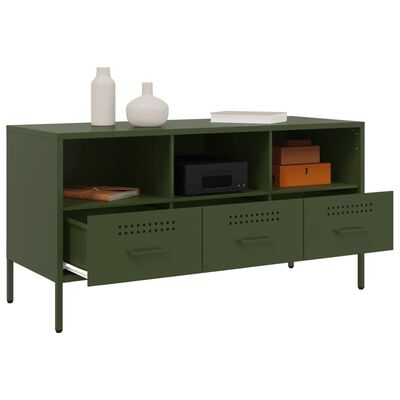 vidaXL TV Cabinet Olive Green 100.5x39x50.5 cm Steel