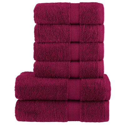 vidaXL 6 Piece Premium Towel Set SOLUND Bordeaux 600 gsm