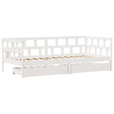 vidaXL Daybed with Drawers without Mattress White 90x200 cm Solid Wood