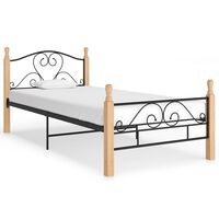 vidaXL Bed Frame without Mattress Black Metal 90x200 cm