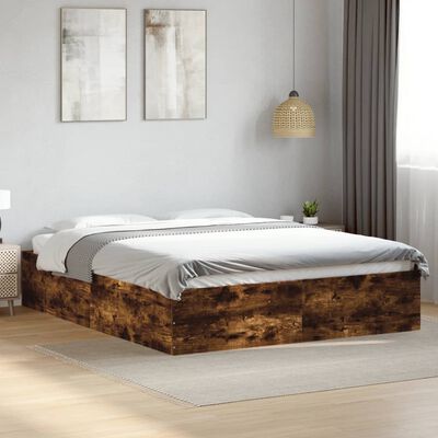 vidaXL Bed Frame without Mattress Smoked Oak 150x200 cm King Size