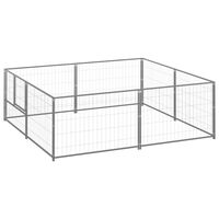 vidaXL Dog Kennel Silver 4 m² Steel