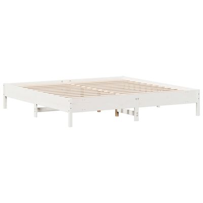 vidaXL Bed Frame without Mattress White 180x200 cm Super King Solid Wood Pine