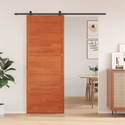 vidaXL Barn Door Wax Brown 80x208 cm Solid Wood Pine