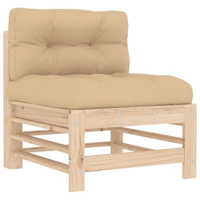 vidaXL Middle Sofa with Cushions Solid Wood Pine