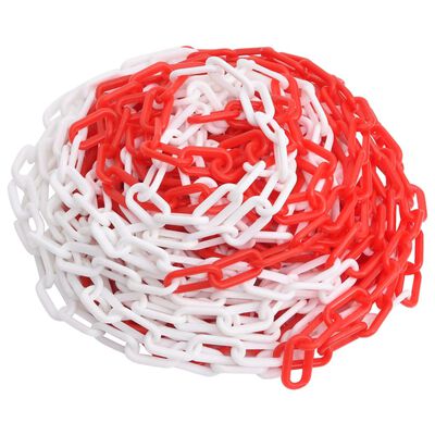 vidaXL Warning Chain Red and White 30 m Ø4 mm Plastic