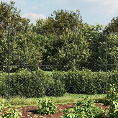 vidaXL Chain Link Fence with Flange Anthracite 1.4x10 m