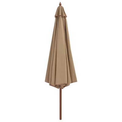 vidaXL Outdoor Parasol with Wooden Pole 350 cm Taupe