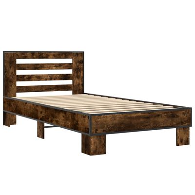 vidaXL Bed Frame without Mattress Smoked Oak 90x190 cm Single