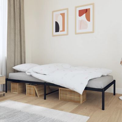 vidaXL Metal Bed Frame without Mattress Black 100x190 cm