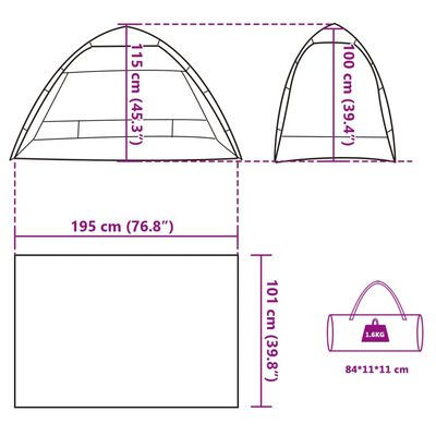 vidaXL Beach Tent 2-Person Sea Green Quick Release Waterproof