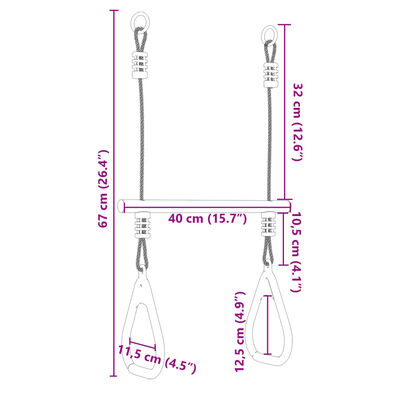 vidaXL Trapeze Bar with Gym Rings for Kids Blue and Dark Green Steel