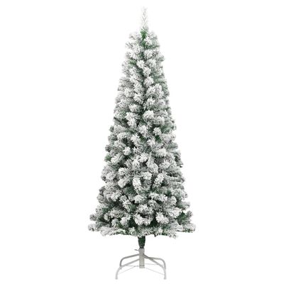 vidaXL Artificial Hinged Christmas Tree with Flocked Snow 180 cm