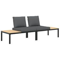 vidaXL 2 Piece Garden Sofa Set with Cushions Black Aluminium