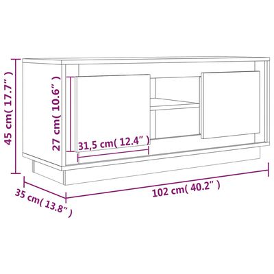 vidaXL TV Cabinet Grey Sonoma 102x35x45 cm Engineered Wood