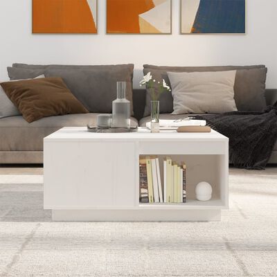 vidaXL Coffee Table White 80x81x36.5 cm Solid Wood Pine