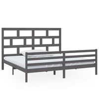 vidaXL Bed Frame without Mattress Grey Solid Wood 200x200 cm (810452+814216)