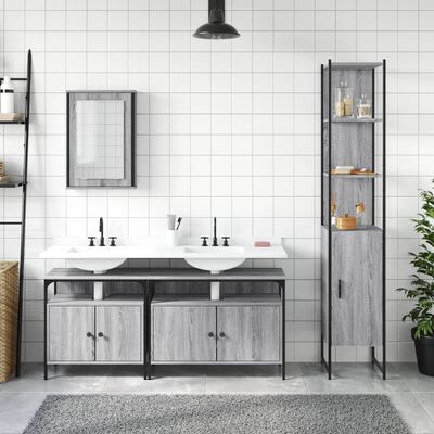 vidaXL 4 Piece Bathroom Furniture Set Grey Sonoma Engineered Wood