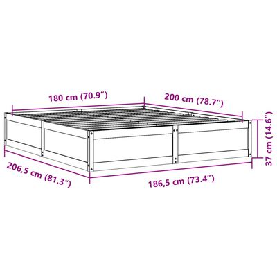 vidaXL Bed Frame without Mattress 180x200 cm Super King Solid Wood Pine