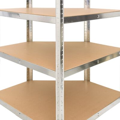 vidaXL 5-Layer Shelves 2 pcs Silver Steel&Engineered Wood