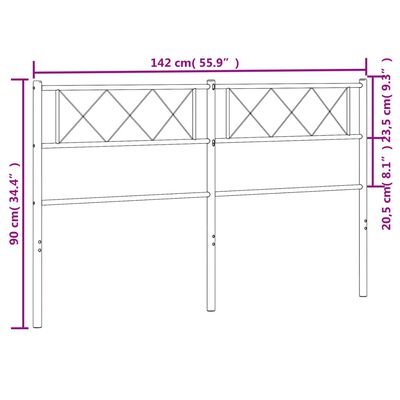 vidaXL Metal Headboard White 135 cm