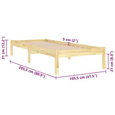 vidaXL Bed Frame without Mattress Solid Wood 100x200 cm