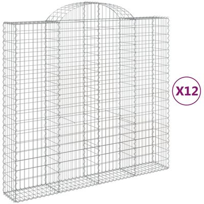 vidaXL Arched Gabion Baskets 12 pcs 200x50x180/200 cm Galvanised Iron