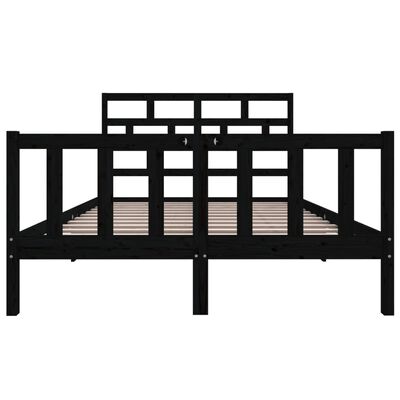 vidaXL Bed Frame without Mattress Black Solid Wood 140x200 cm (810086+814198)