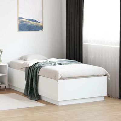 vidaXL Bed Frame with LED without Mattress White 75x190 cm Small Single