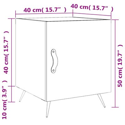 vidaXL Bedside Cabinet High Gloss White 40x40x50 cm Engineered Wood