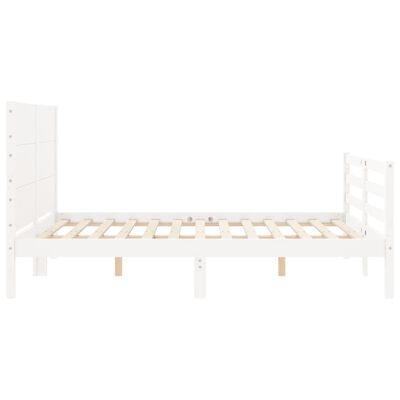 vidaXL Bed Frame without Mattress White Double Solid Wood