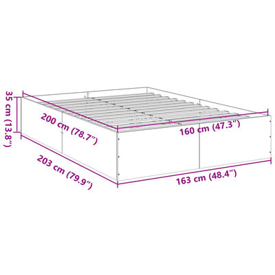 vidaXL Bed Frame without Mattress Grey Sonoma 160x200 cm