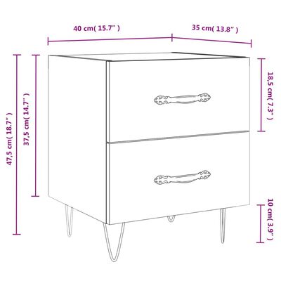 vidaXL Bedside Cabinets 2 pcs Brown Oak 40x35x47.5 cm Engineered Wood