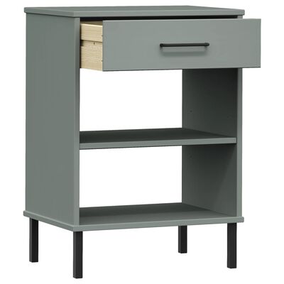 vidaXL Console Cabinet with Metal Legs Grey Solid Wood Pine OSLO