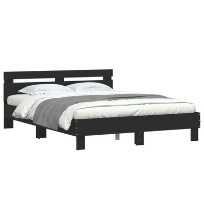 vidaXL Bed Frame with LED without Mattress Black 150x200 cm King Size