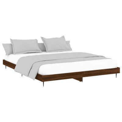 vidaXL Bed Frame without Mattress Brown Oak 150x200 cm King Size Engineered Wood