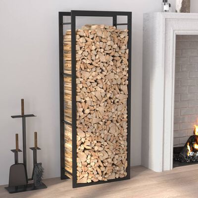 vidaXL Firewood Rack Matt Black 50x28x132 cm Steel