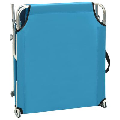 vidaXL Folding Sun Lounger with Canopy Steel Turquoise and Blue