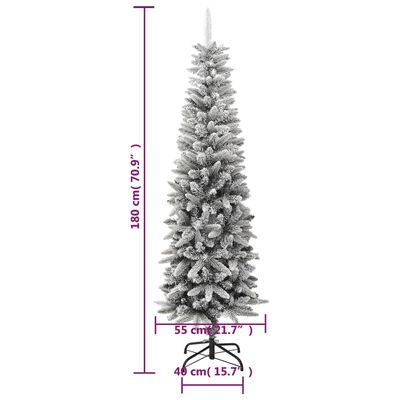 vidaXL Artificial Slim Christmas Tree with Flocked Snow 180 cm PVC&PE