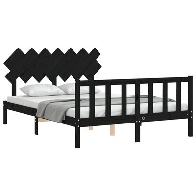 vidaXL Bed Frame without Mattress Black 140x200 cm Solid Wood Pine