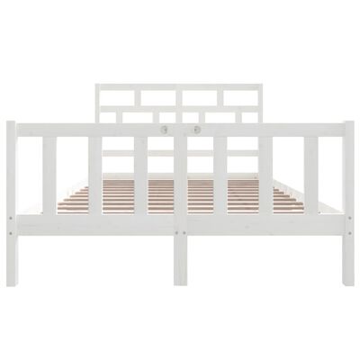 vidaXL Bed Frame without Mattress White Solid Wood Pine King Size