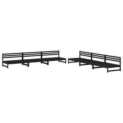 vidaXL 6 Piece Garden Lounge Set Black Solid Wood Pine