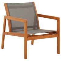 vidaXL Garden Lounge Chair Grey Solid Eucalyptus Wood and Textilene