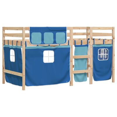 vidaXL Kids' Loft Bed with Curtains without Mattress Blue 80x200 cm