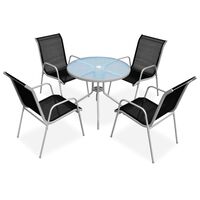 vidaXL 5 Piece Outdoor Dining Set Steel Black