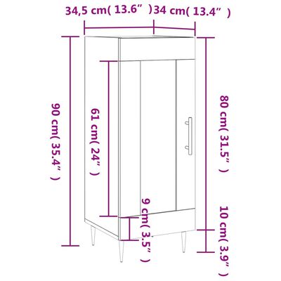 vidaXL Sideboard Grey Sonoma 34.5x34x90 cm Engineered Wood